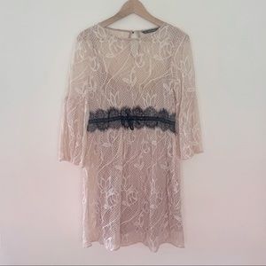 Zara Pink Lace Bell Sleeve Dress